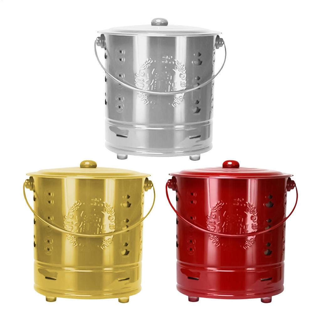 Fire Barrel Stainless Steel Paper Trash Bucket with Lid Heat-Resistant Burner for Backyard Fireplaces Landscapers Campfire