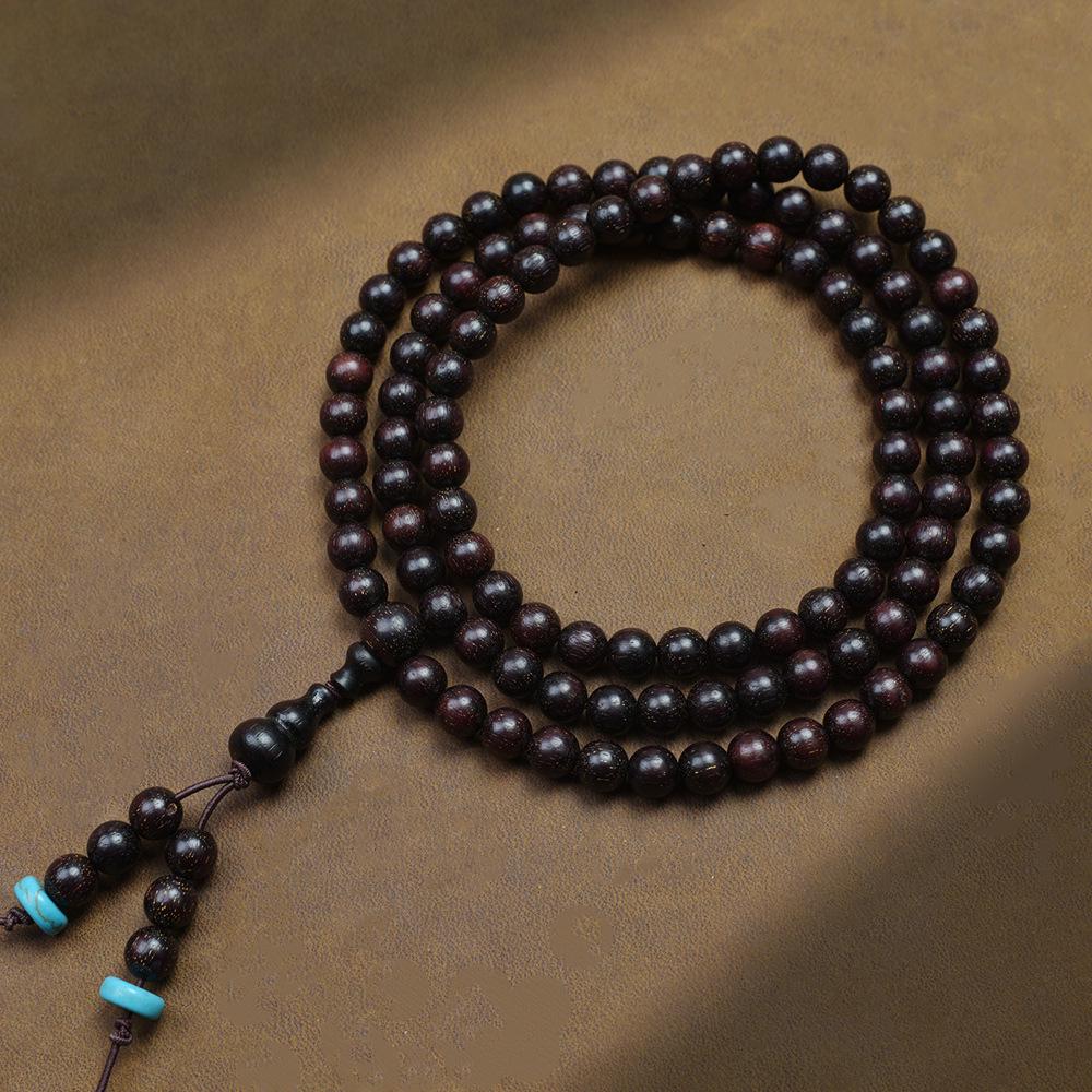 Venus Old Material Small-Leaf Red Sandalwood Prayer Beads Chain - High Oil Density, Unisex, New Chinese Style Decoration Gift