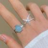 Bohemian Ocean Resort-Style Retro Ring Set: Turtle & Starfish Design