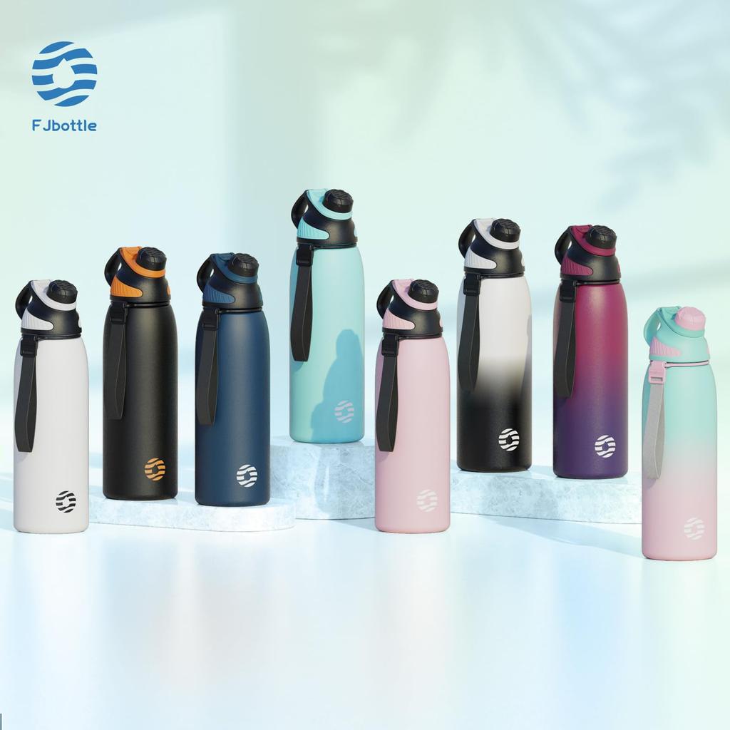 FJbottle 1.5 Liter Vacuum Insulated Sports Bottle, Keeps Hot and Cold Drinks Hot or Cold, Wide Mouth, Easy To Clean, Stainless Steel, Mug, Includes