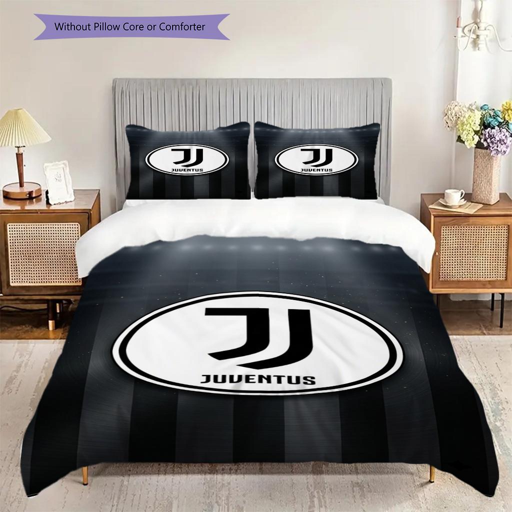 Juventus: Passion Glory Dreiteiler (1 Bettbezug + 2 Kissenbezüge, ohne Füllung) Weihnachts-Geburtstagsgeschenk Weiches und bequemes Bettwäsche-Set