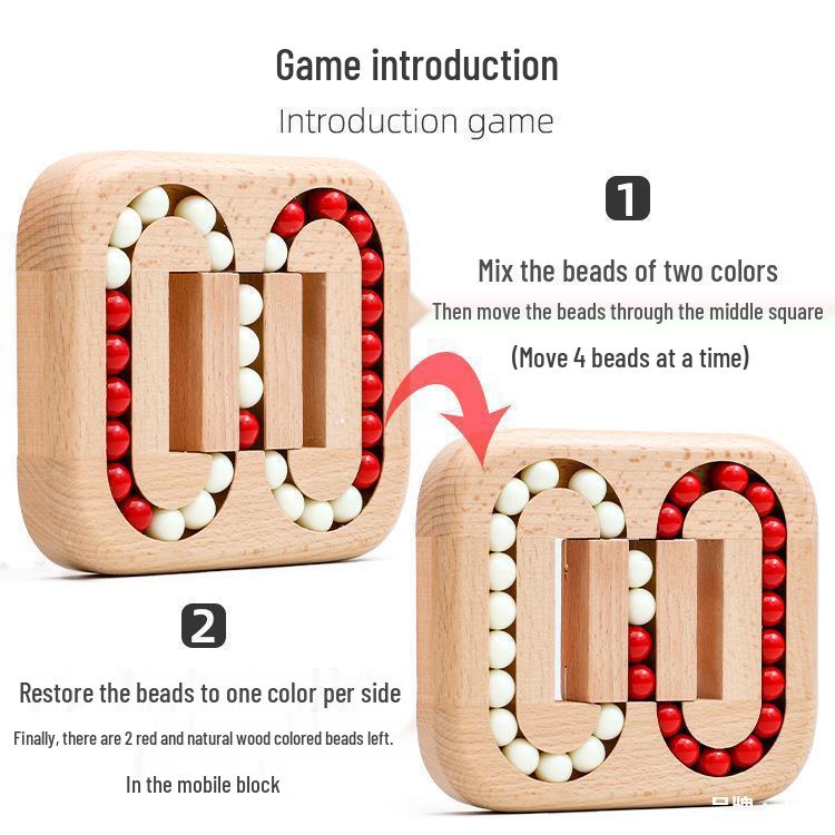 Beech Wood Planar Sliding Ball Puzzle: Luban Lock Brain Teaser for Adults & Kids