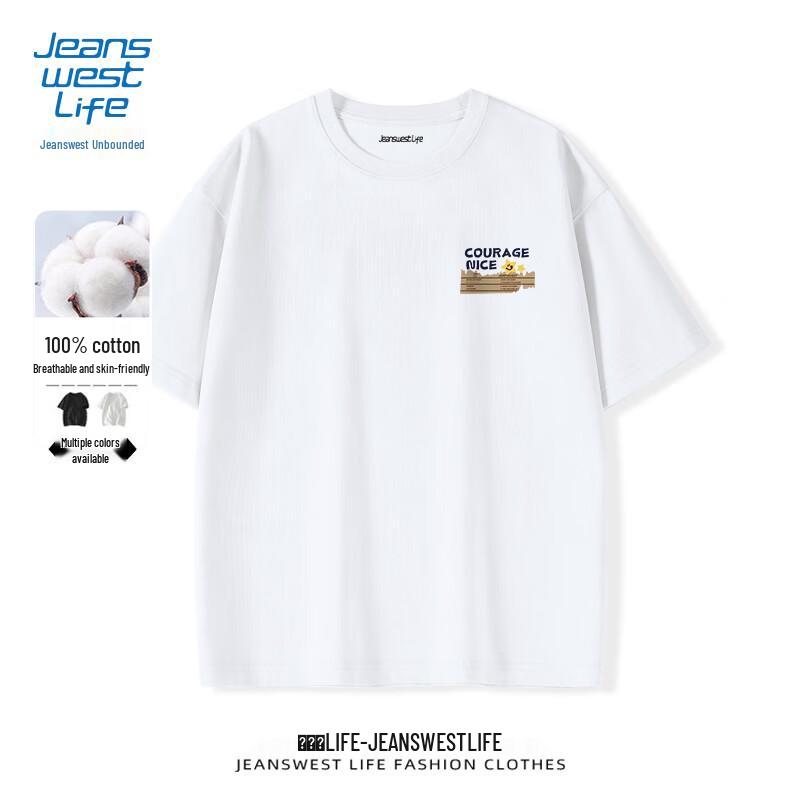 JEANSWEST LIFE Men's Cotton Loose Fit Short Sleeve T-shirt