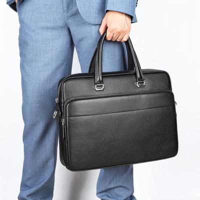 Business Waterproof Premium Feeling Handbag Leather Men's Multifunctional Portable Briefcase