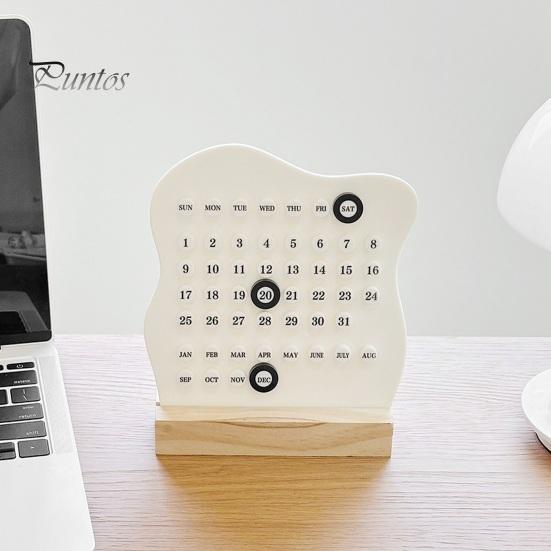 Wiederverwendbarer Ganzjahreskalender, Ewiger Block mit Datumsmarkierer, Schreibtisch-Holz, Moderne minimalistische Basis, DIY-Ring, Ein Tagesplaner für Büro und Zuhause