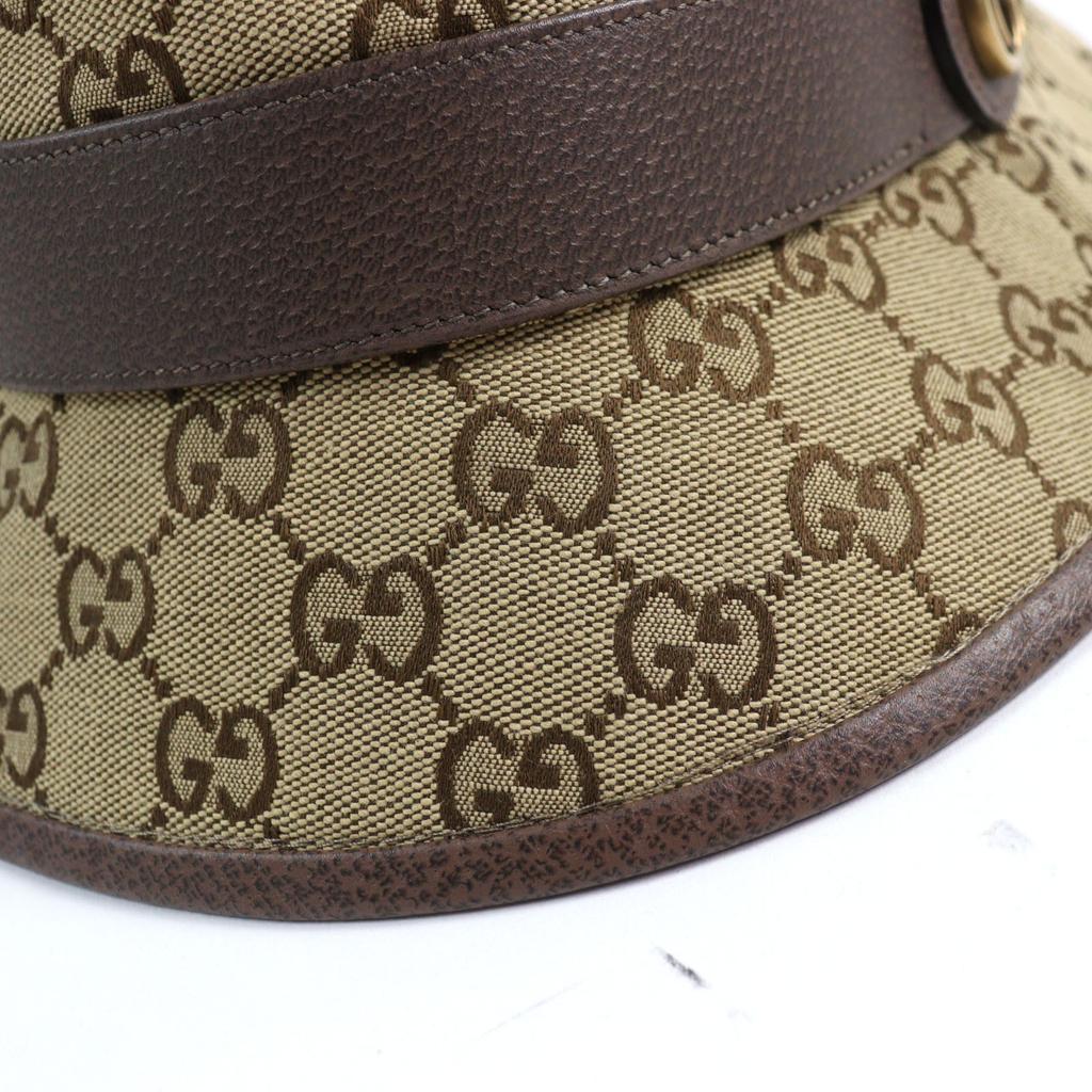 Excellent GUCCI hat GG Canvas Fedora Hat GG Marmont leather-trimmed Beige brown L 576587 Used