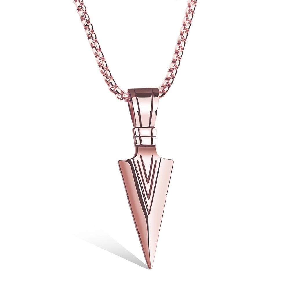 High-End Arrow Necklace for Men and Women, Stainless Steel Pendant with Short Dragon Bone Chain, Retro Jewelry.