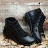 Soft Sole Women's Solid Color Comfort Boots, Round Toe Side Zipper Pull On Daily Footwear