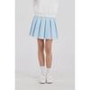 GOXO Metal Heart Lace Pleated Skirt Sky Blue