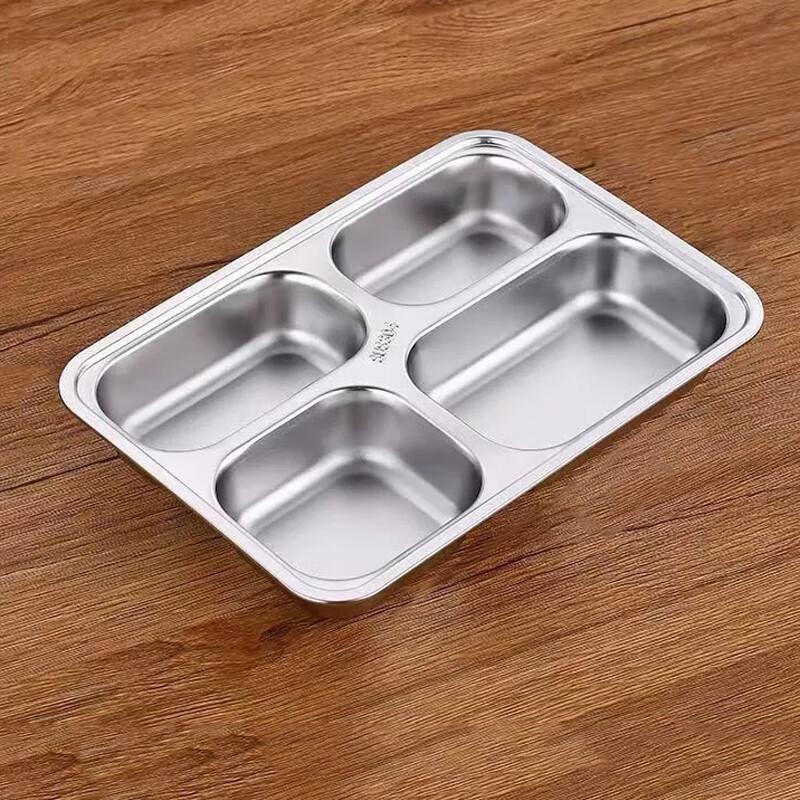 AnYI 304 Stainless Steel Four-Compartment Food Tray