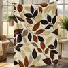 Autumn Leaf Pattern Throw Blanket Warm Brown and Beige Design for Cozy Living Room Decor NatureHomeStyle Gift for Her