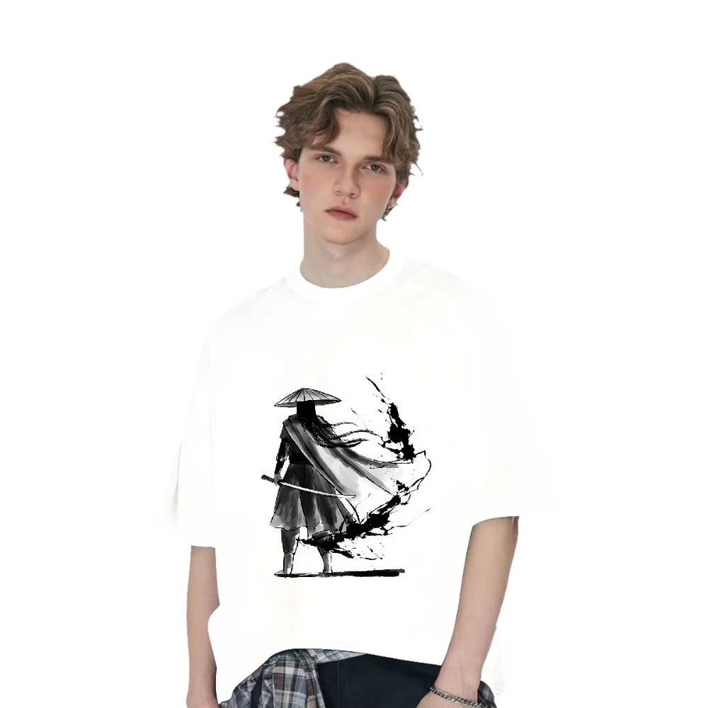 Men's 100% Cotton T Shirt Loose T-Shirts 2024 Breathable Y2K Tops Hippie Clothes Streetwear Harajuku Short Sleeve Tee