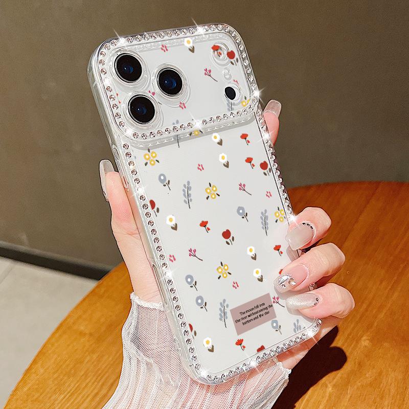 

Little Flower Printing Bling Diamond Case For iPhone 17 Air 16e 16 14 15 13 17 Pro Max 15 16 Plus 17 Soft TPU Silicone Phone Cover iPhone 13 Pro Max