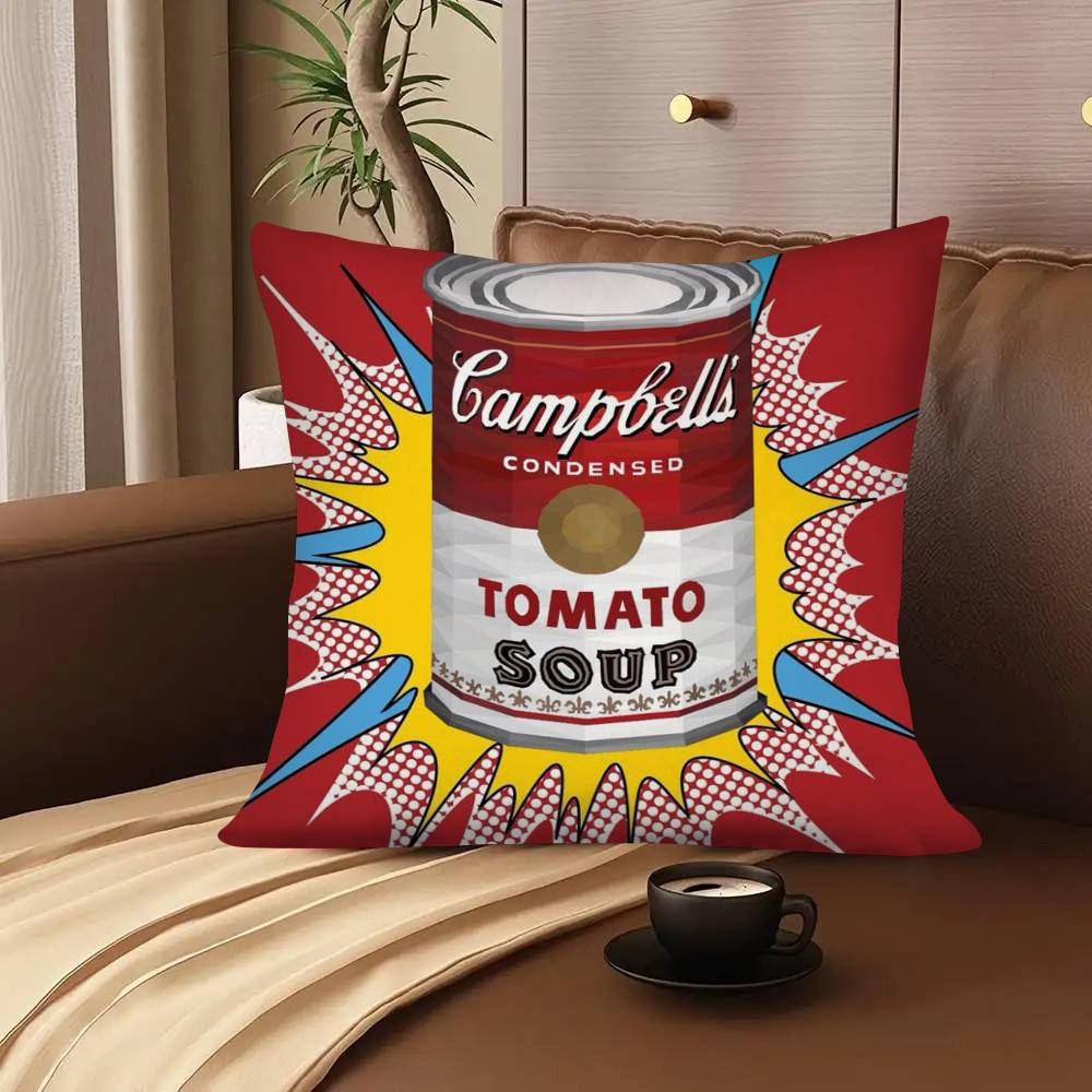 1pc Andy Warhol Pop Art Tomato Soup Pillow Case Fashion Square Pillowcase Bedroom Sofa Room Ins Decoration Leisure