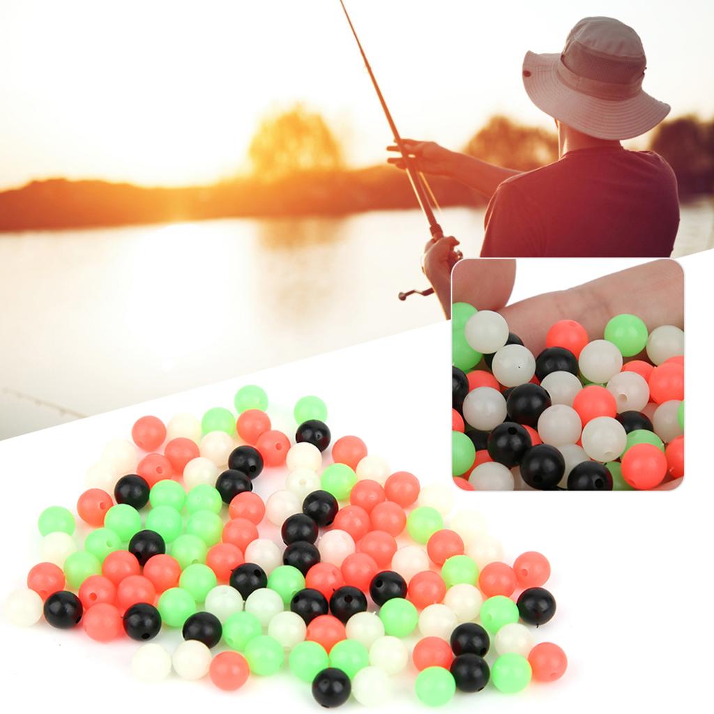 400 Pièces Pêche au Rock Perles d'Espaceur en Plastique Lumineuses Fluorescentes Accessoire Lure Appât Souple 8mm