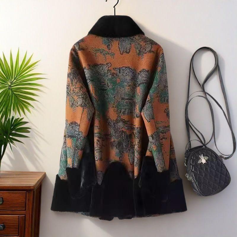 Mom's Reversible Faux Fur and Leather Coat - Women's Winter Fashion for Mid-Aged & Elderly