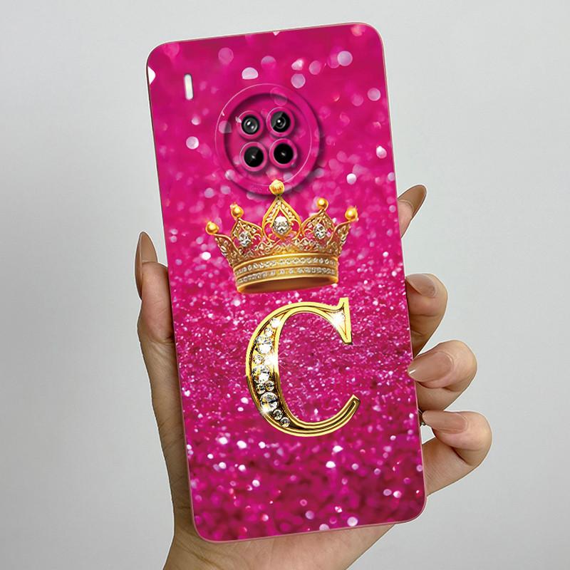 For Huawei Nova 8i Honor 50 Lite Crown Initial Letter Couple Phone Case Nova8i Honor 50Lite Soft Silicone TPU Protective Casing