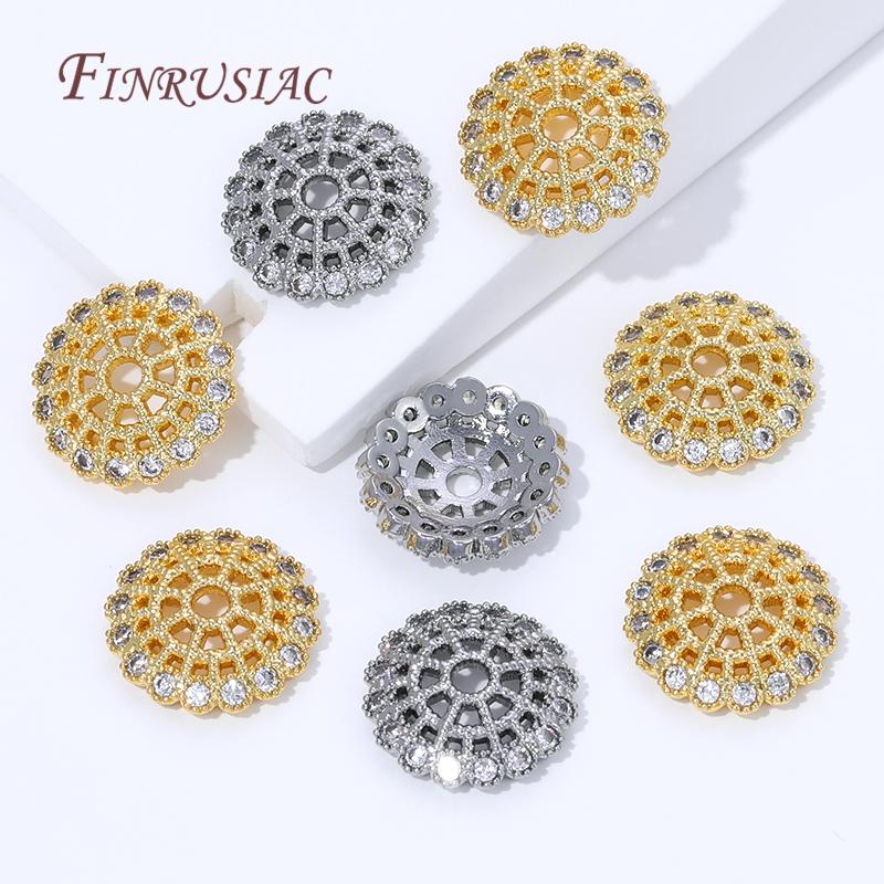 13mm 18K Gold Plated Brass Beads Caps For Jewelry Making Supplies,Round Bead Caps For Bracelets Accessories DIY Findings