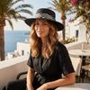Korean Style Sunscreen Bucket Hat with Leopard Print Belt Women's Sun Hat Straw Woven Hat  Hiking