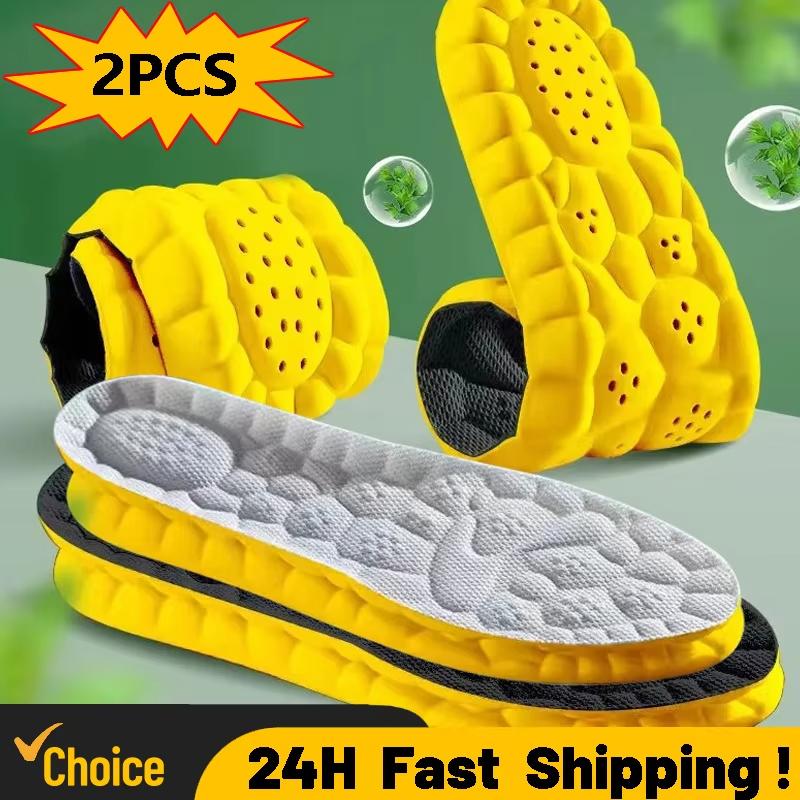 4D Sports Insoles Shoes PU Sole Soft Breathable Shock Absorption Cushion Heavy Duty Support Pain Relief Running Orthopedic Care