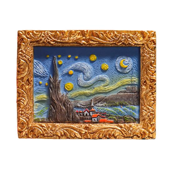 1/3/6 stk Verdensberømt maleri Kjøleskapsmagnet Hjemmekontor Kjøkken Skap Kjøleskap Resin 3D Oljemaleri Kunst Magnetisk Dekorasjon Ornament