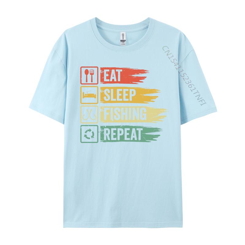 Rife Men T Shirt Eat Sleep Fish Repeat Tshirt Tops Shirt All Cotton Leisure T Shirt Street Wear T Shirt