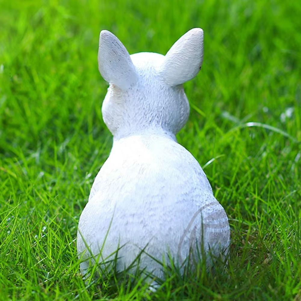 Resin Crafts Easter White Rabbit Sculpture Ornaments Garden Landscape Rabbit Statue Simulated Rabbit Bunny Statue