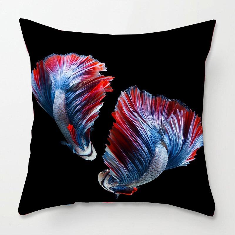 Tatami Bedside Square Pillow Animal Fish Print Pillow Case Home Sofa Pillow Cushion