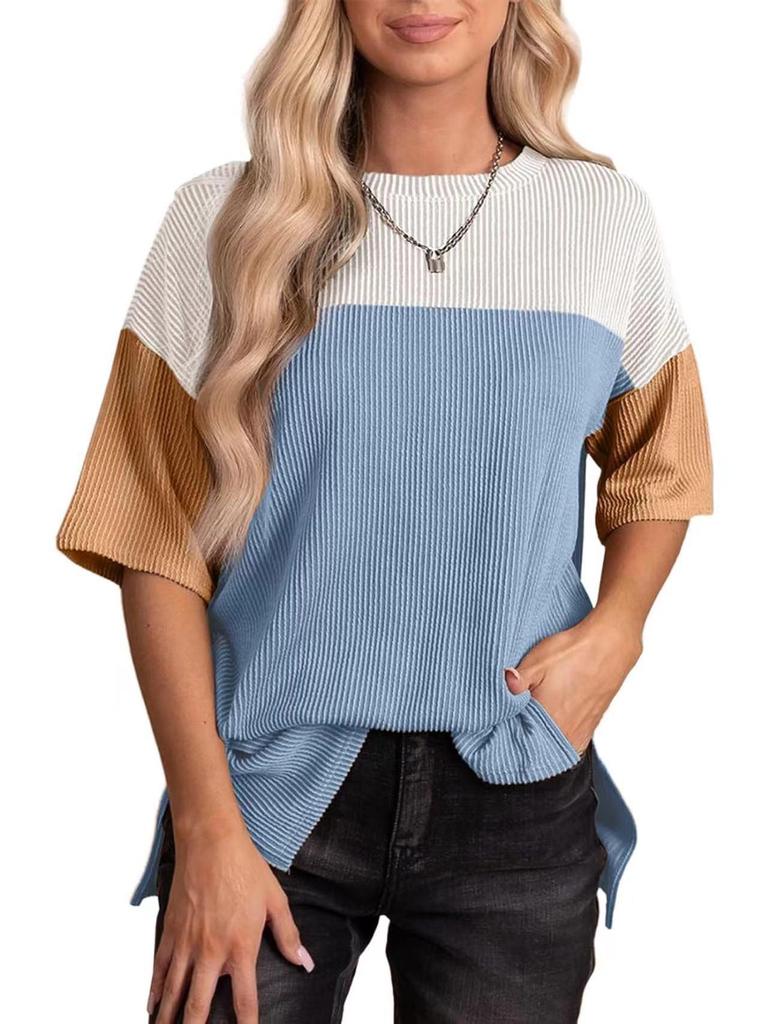 2025 Women's Versatile Round Neck Shirt - Stylish Three-Color Casual Top