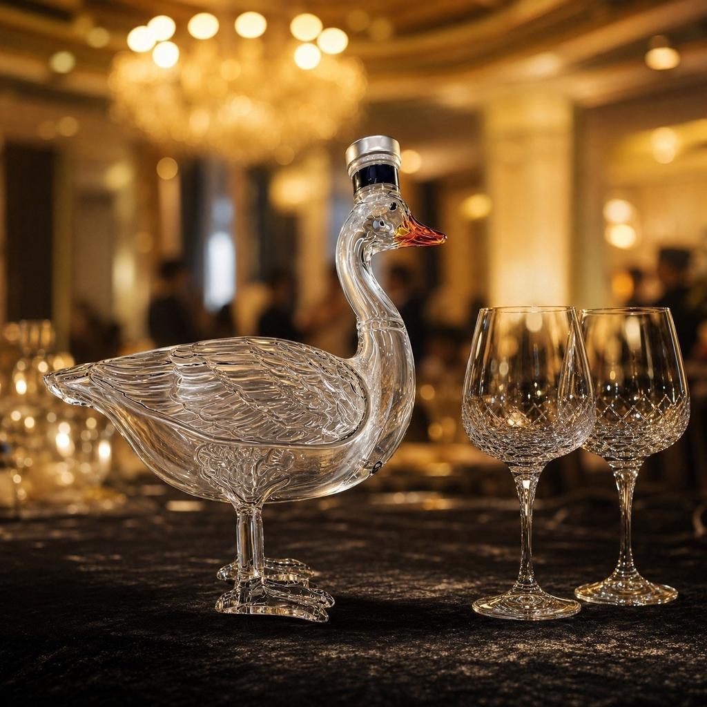 Goose Shaped Glass Liquor Bottle with Decorative Gift Box Unique Animal Design Refillable Decanter for Spirits Wine and Whiskey Storage Display