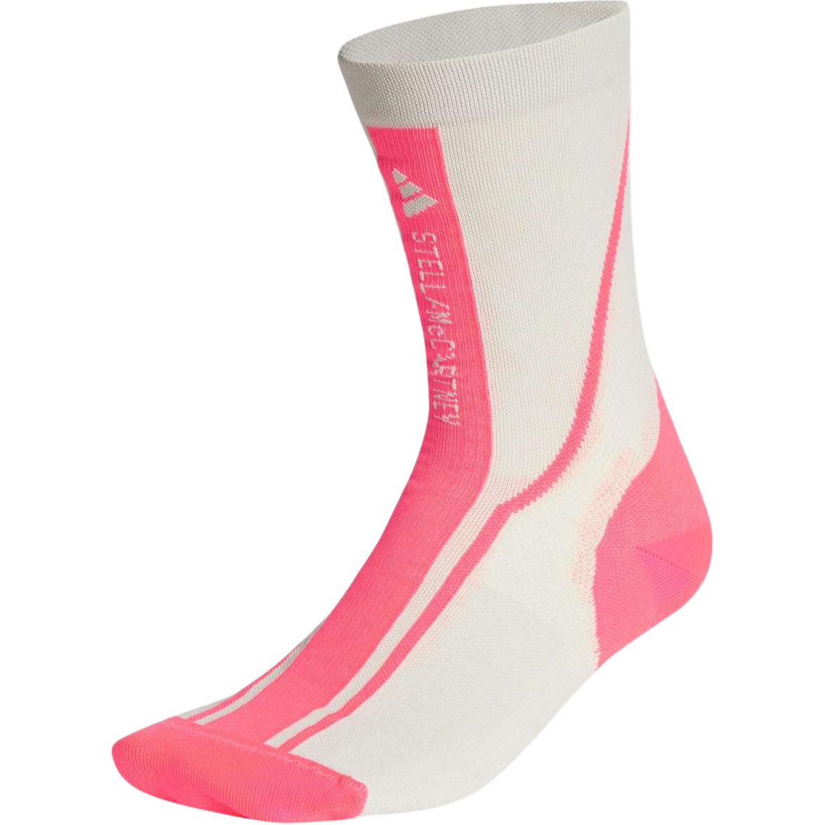 

Adidas Crew Socks Letter Print Comfortable Color Block Mid-Calf Socks Women socks Fluorescent-Pink Ivory-White JF9053 S