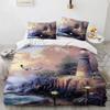Beautiful Painting Duvet Cover Set King Queen Size Polyester Bedding Set for Kids Boys Girls Comforter Cover House Tree Pattern