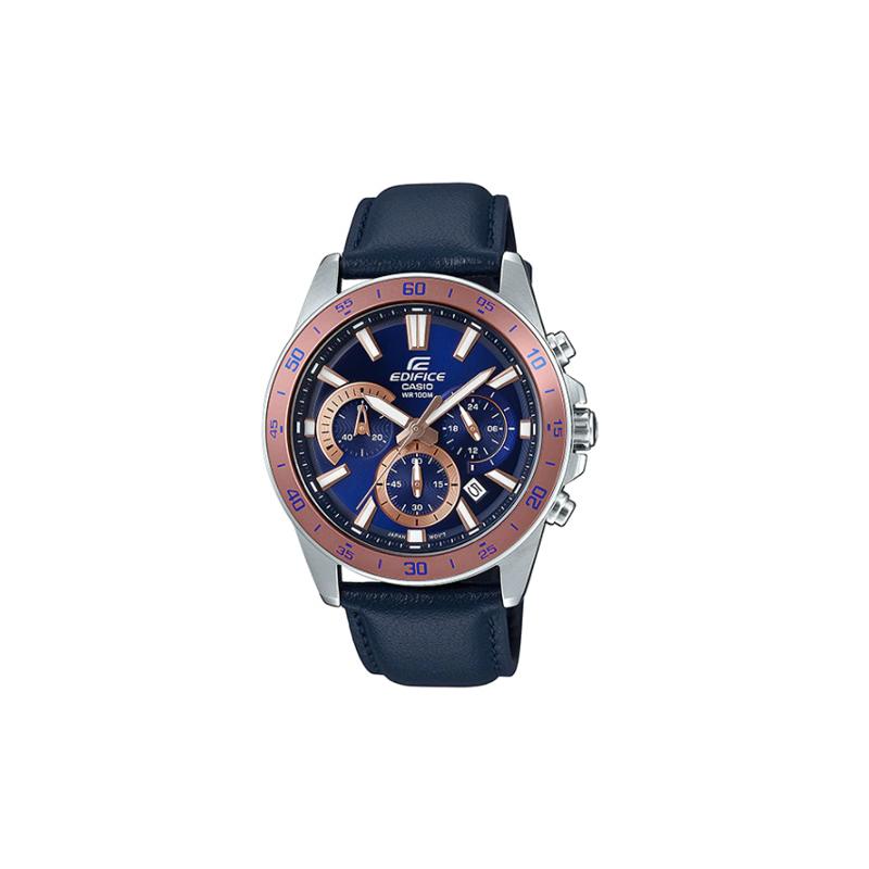 

Casio EDIFICE series simple casual fashion quartz movement leather strap Japanese and Korean watch men s watch blue dial EFV-570L-2BV синій