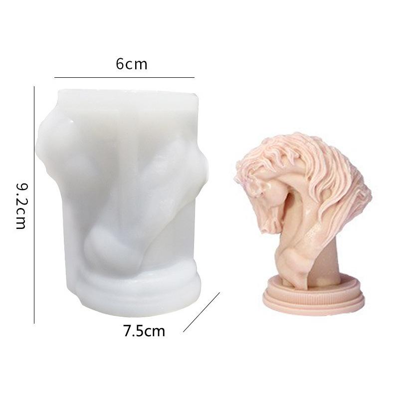 Wonderful DIY Animal Plaster Resin Ornaments Mould Home Decoration Crafts Making Molds 3D Horse Head Aroma Candle Silicone Mold