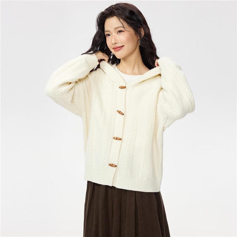 Giordano Women's Cable Knit Hooded Cardigan