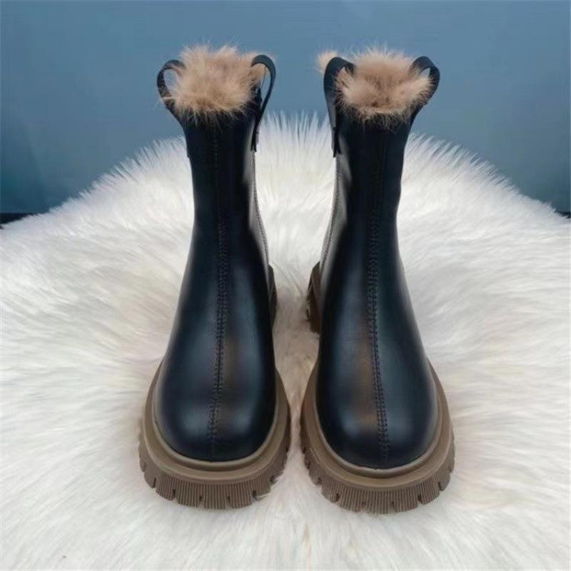 

Европейские и американские повседневные короткие сапоги для женщин в 2024 году, зимние плюшевые и толстые сапоги-камины с толстой подошвой и зимние сапоги 39 хаки