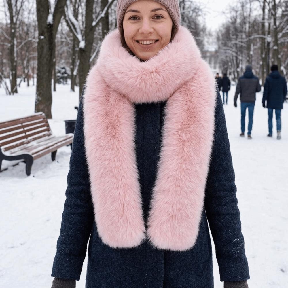 Solid Color Plush Neck Warmer Thick Fluffy Long Scarf Fashion Imitation Mink Fur Scarf Party