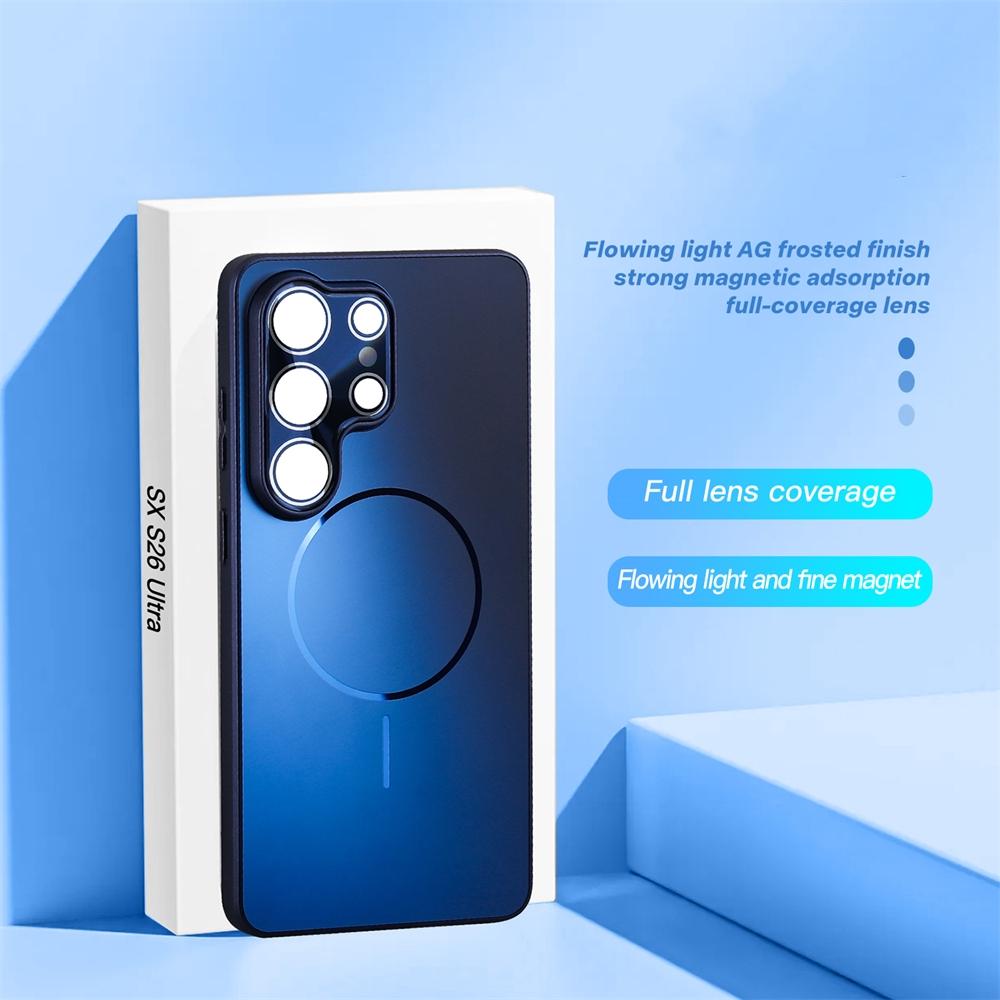 For Magsafe Ultrathin Magnetic Phone Case For Samsung Galaxy S26 Ultra S25 Ultra Plus Wireless Charge Metallic Paint Back Cover