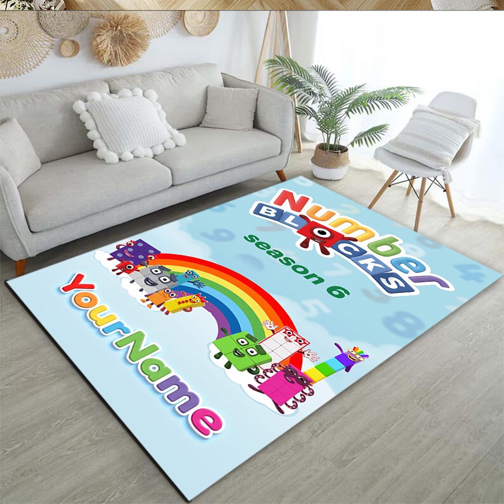 Tappeto Personalizzabile con Area Nome Numberblocks per Soggiorni Studio Ingresso Dormitorio Tappeto Antiscivolo Decorazioni Ufficio Anime Regalo Spirituale
