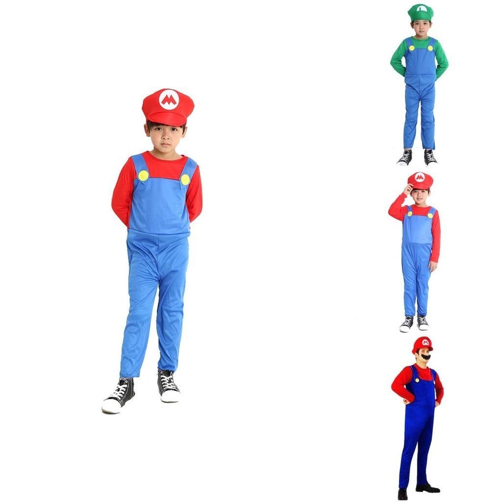 Super Mario Bros Luigi Idraulico Operaio Costume Unisex Materiale Comodo Traspirante Perfetto Per Eventi Cosplay
