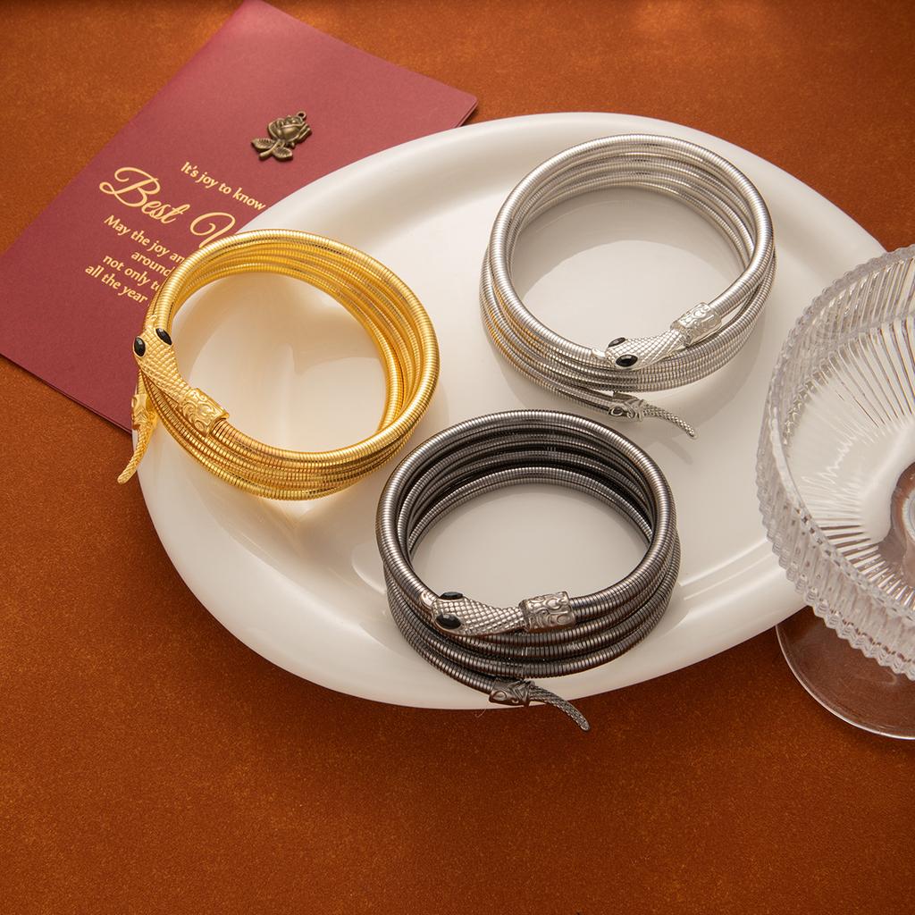 Υπερβολικό Μεταλλικό Βραχιόλι Ανέμου, Χρυσό Τυλιγμένο Βραχιόλι Φίδι Έτους Γέννησης, Ρετρό Υψηλής Ποιότητας Κοσμήματα Ελαφριάς Πολυτέλειας