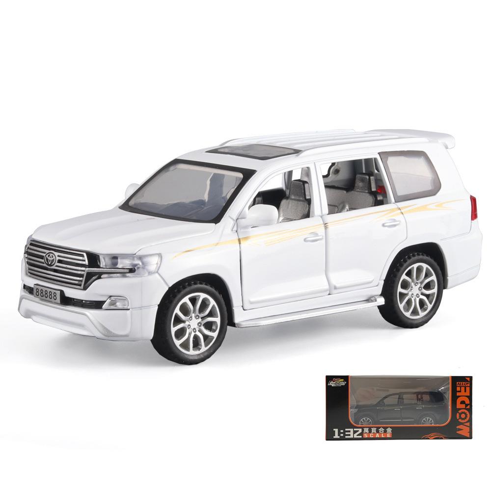 Miniaturen 1/32 Toyota Land Cruiser Legierung Off Road Diecast Modell Sound Licht Pull Back Spielzeug Schreibtisch Fahrzeugmodell Ornamente Geschenk