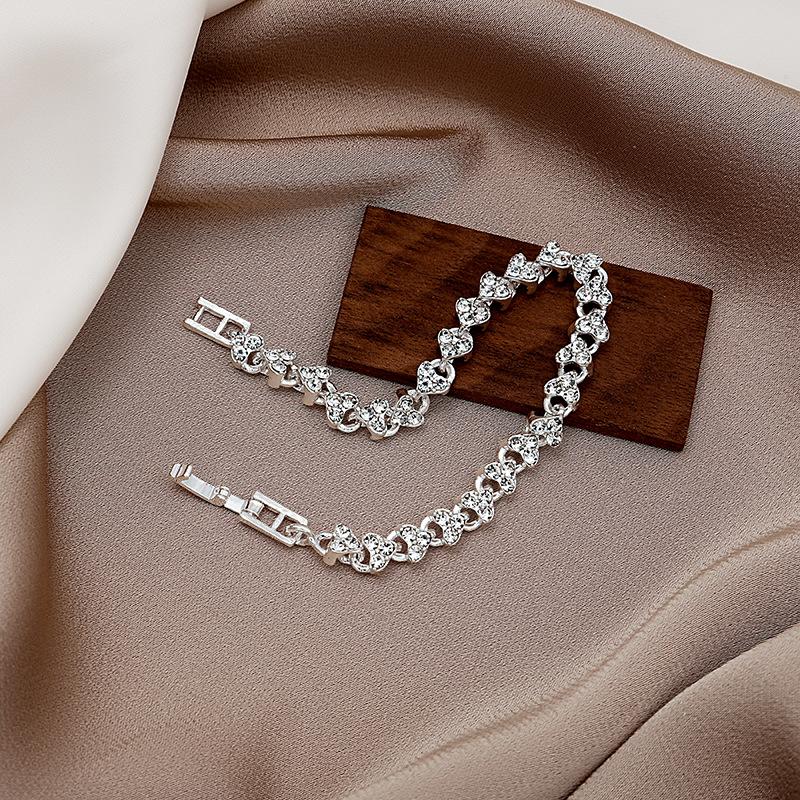 Jewelry Women'S Diamond Love Heart Bracelet Diamond Electroplated Real Gold Couple Bracelet Jewelry Gift