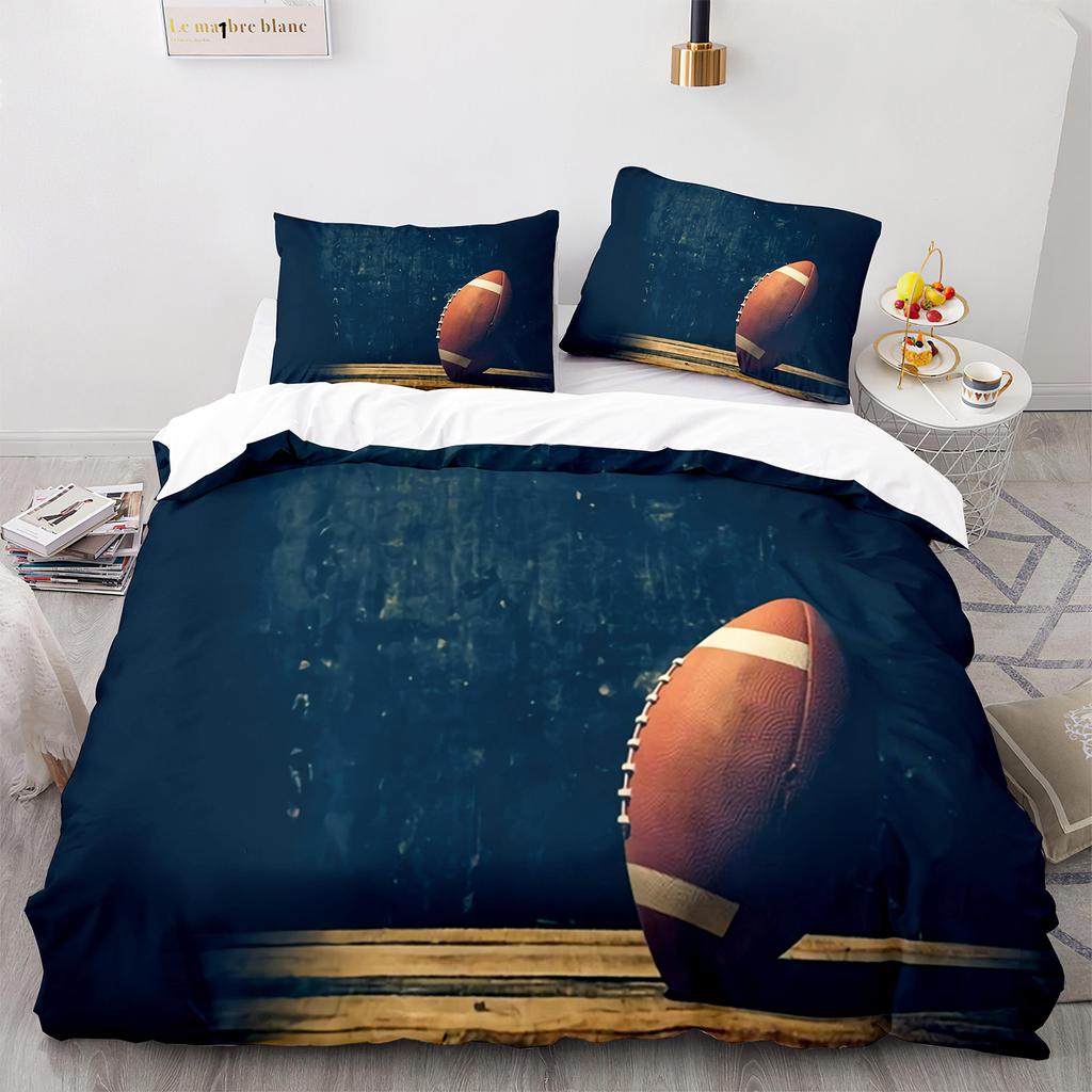 American Football King Queen Duvet Cover Rugby Player Pattern Bedding Set For Kids Teens Adults Ball Sport Polyester Quilt Cover