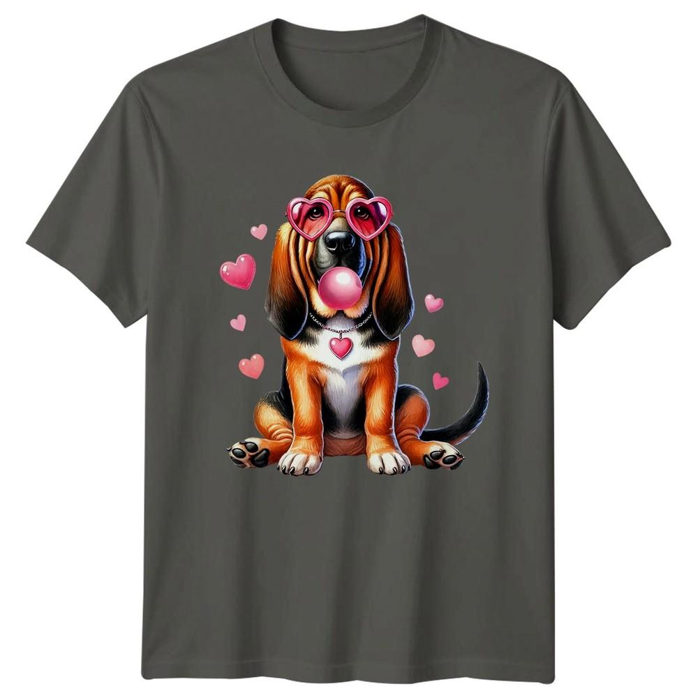Hound Dog Valentines Day Graphic Tee Unisexs Unisexs Heart Sunglasses Bubblegum S