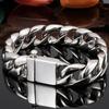 Luxus Nie Verblassende Goldfarbe Edelstahl Cuban Link Herrenarmband für Männer Hochglanzpolierte Hip Hop Kette Mode Herrenaccessoire