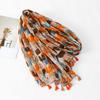 Long Printed Silk Scarf Large Animal Print Scarves All-match Cat Pattern Tassel Scarf  Vacation
