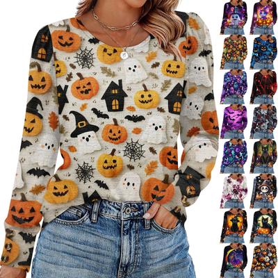 Women's Halloween Print Fashionable Long-sleeved Top