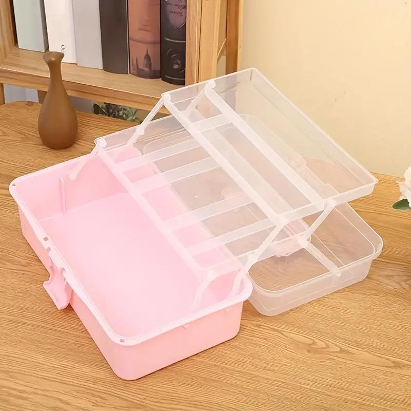 Three layer clear plastic arts and crafts storage box sewing storage box folding toolbox miscellaneous art storage box 4690₽