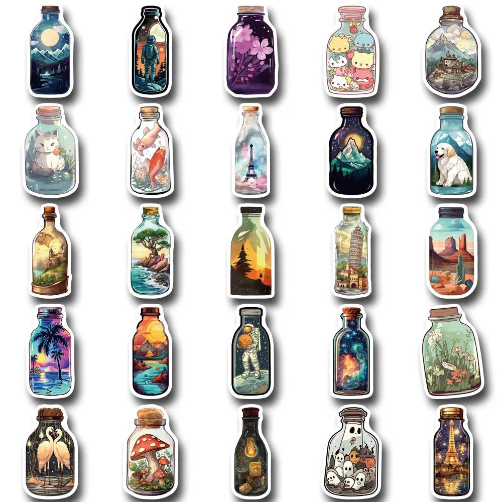 10/30/50PCS INS Style Bottle World Cartoon Stickers Aesthetic Luggage Skateboard DIY Graffiti Girl Gradient Cute Sticker Kid Toy